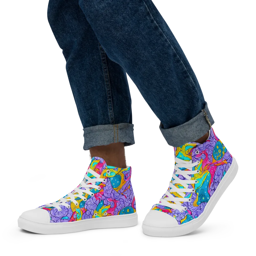 Lavender Lightning on Men's High Top Canvas Shoes — Left
