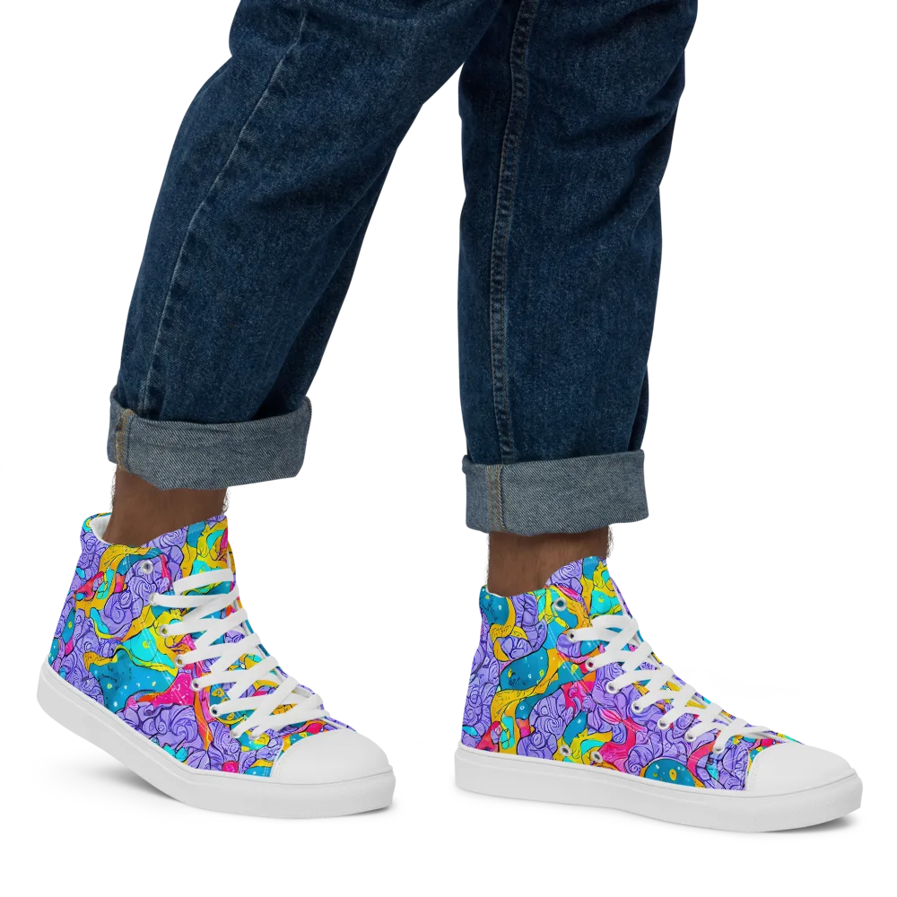 Lavender Lightning on Men's High Top Canvas Shoes — Right