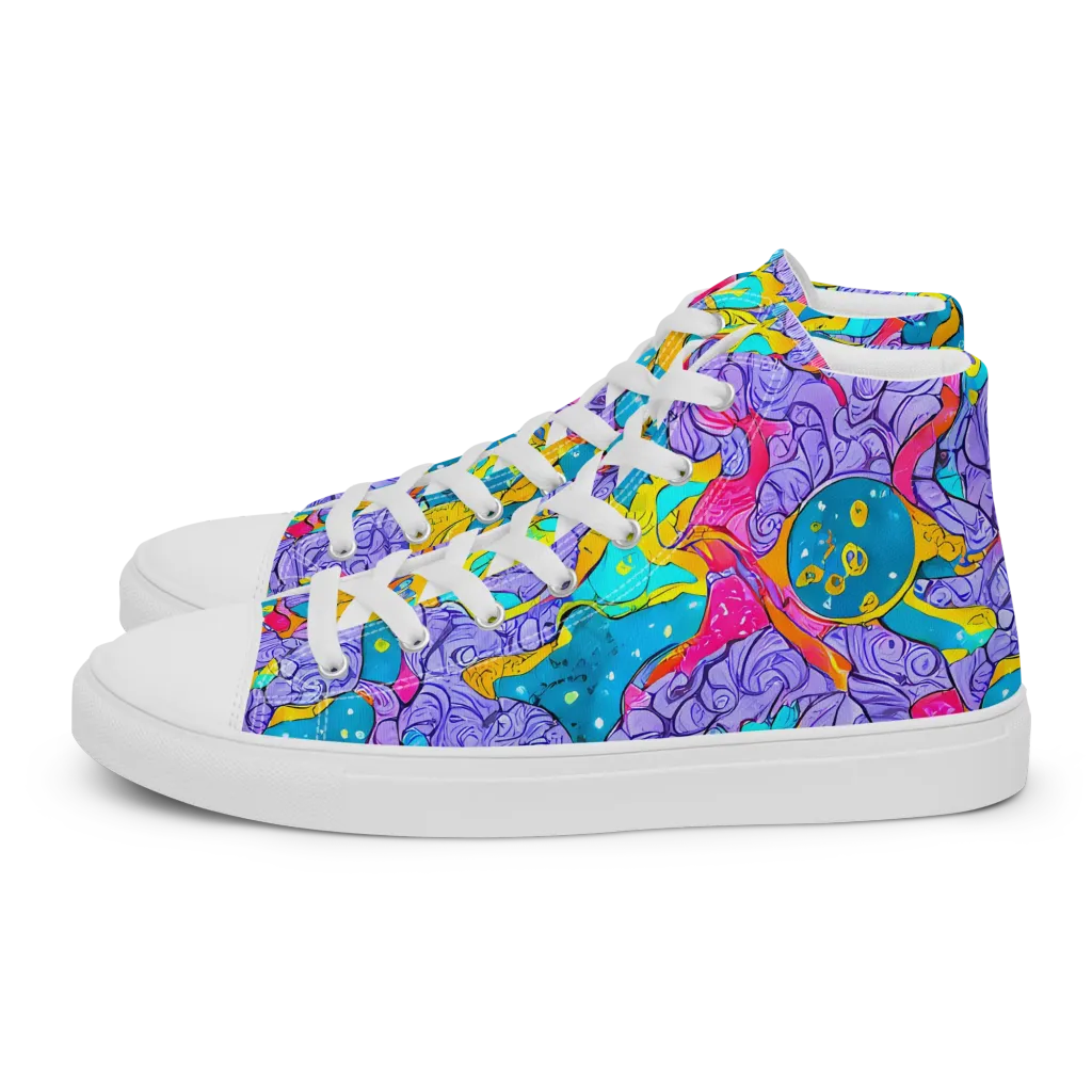 Lavender Lightning on Women's High Top Canvas Shoes — Left