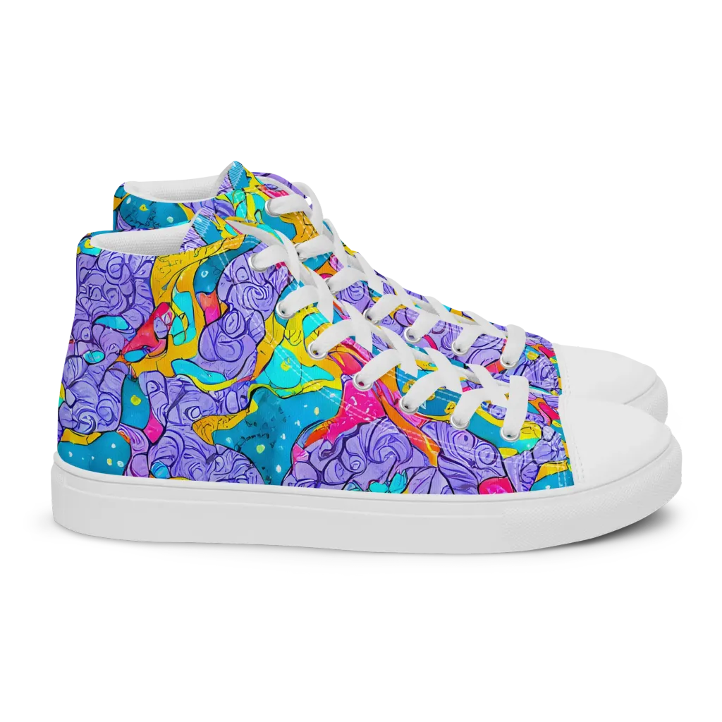 Lavender Lightning on Women's High Top Canvas Shoes — Right
