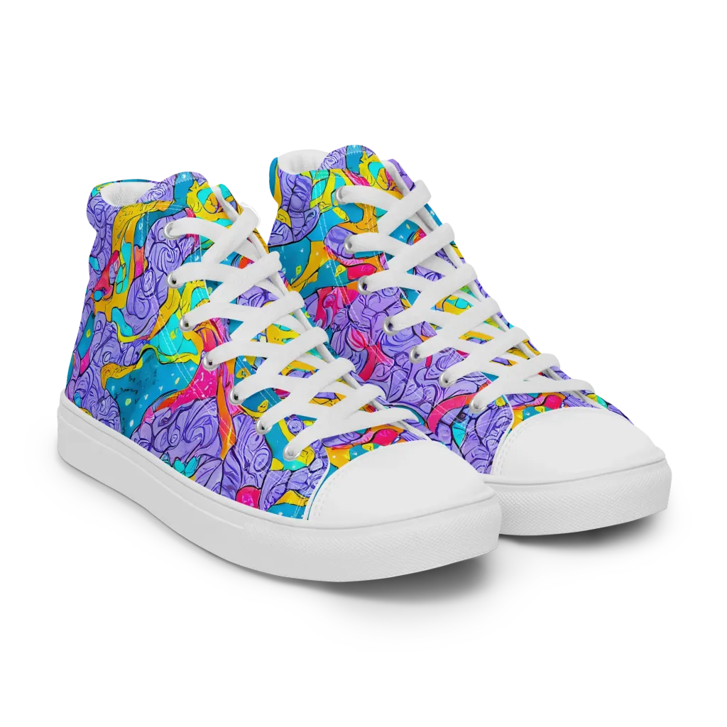 Lavender Lightning on Women's High Top Canvas Shoes — Right Front