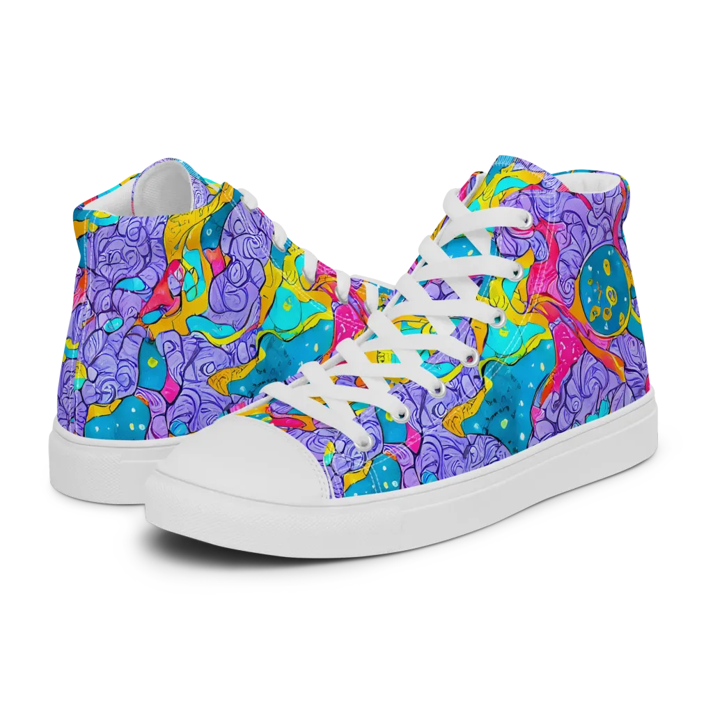 Lavender Lightning on Women's High Top Canvas Shoes — Left