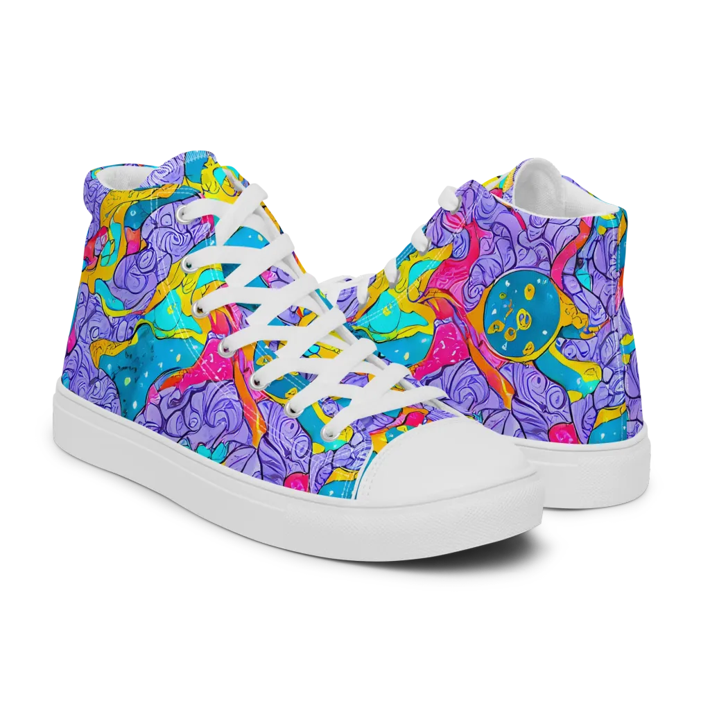 Lavender Lightning on Women's High Top Canvas Shoes — Right