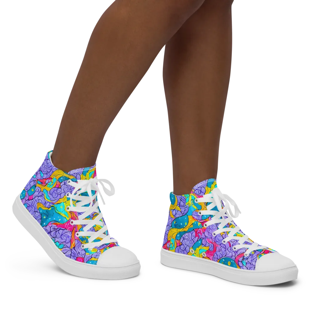 Lavender Lightning on Women's High Top Canvas Shoes — Right