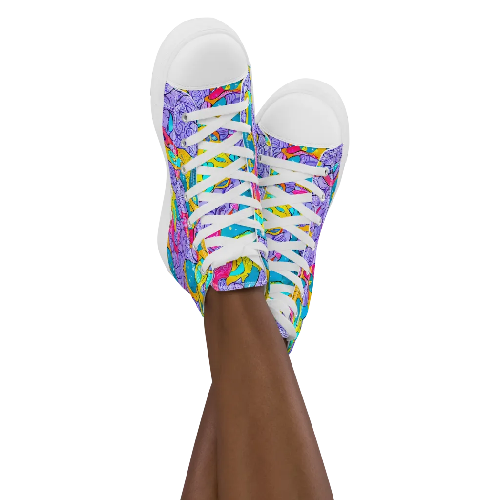 Lavender Lightning on Women's High Top Canvas Shoes — Front