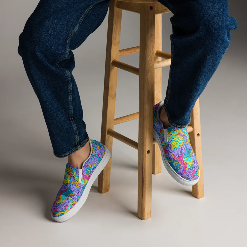 Lavender Lightning on Men's Slip-On Canvas Shoes — Front