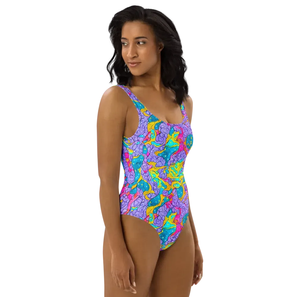 Lavender Lightning on One-Piece Swimsuit — Right
