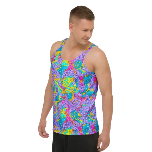 Lavender Lightning on a Men's Tank Top