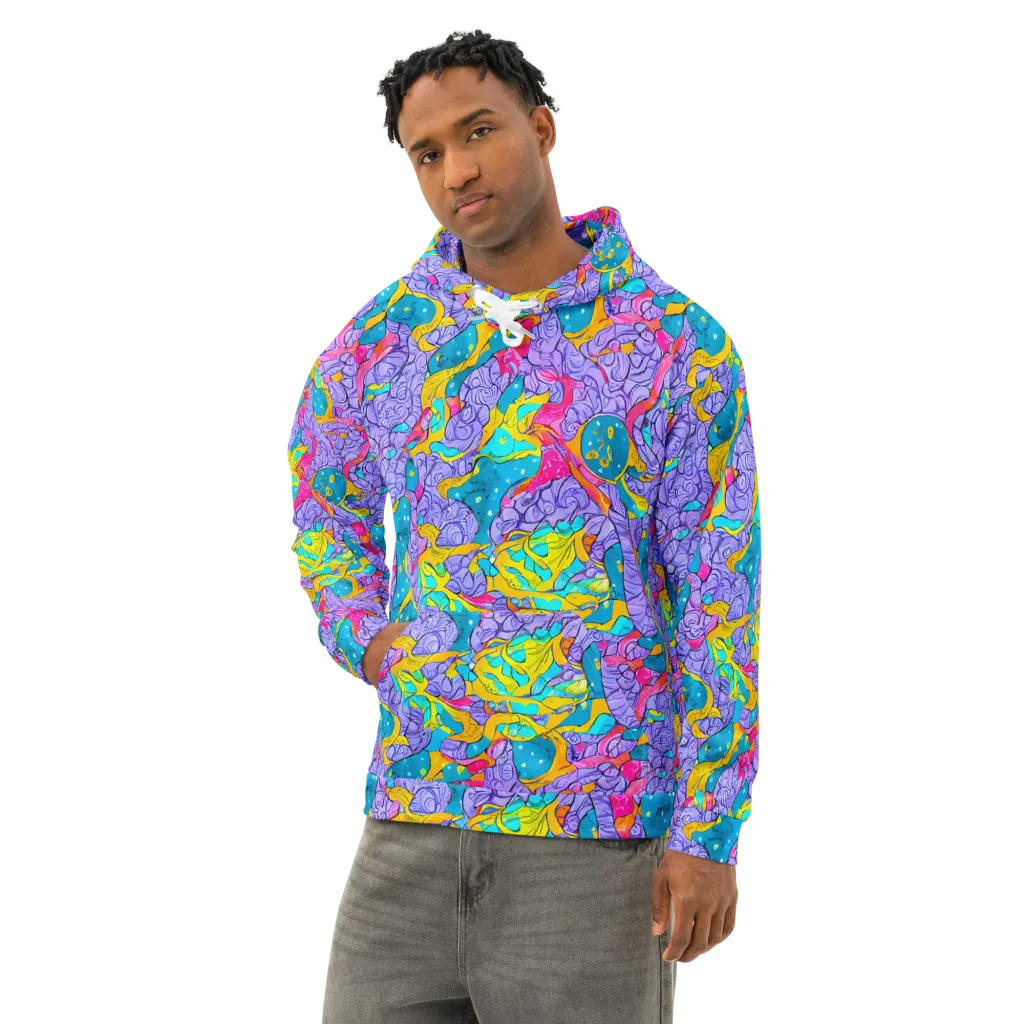 Lavender Lightning on Cotton Hoodie — Left Front