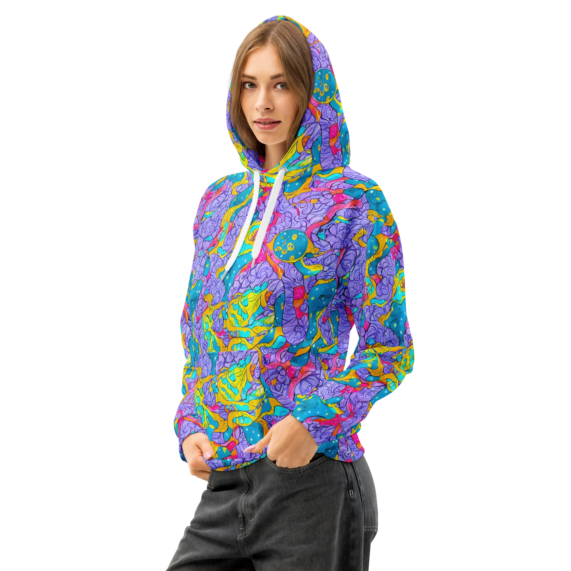 Lavender Lightning on Cotton Hoodie — Left Front