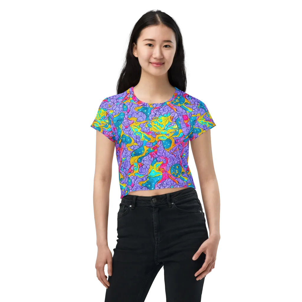 Lavender Lightning on Crop Tee — Front