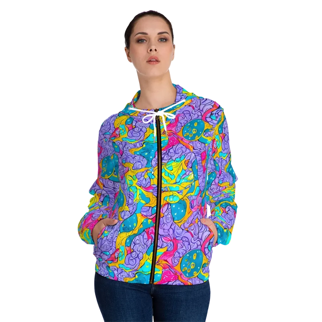 Lavender Lightning on Women's Full-Zip Hoodie — Front On Person