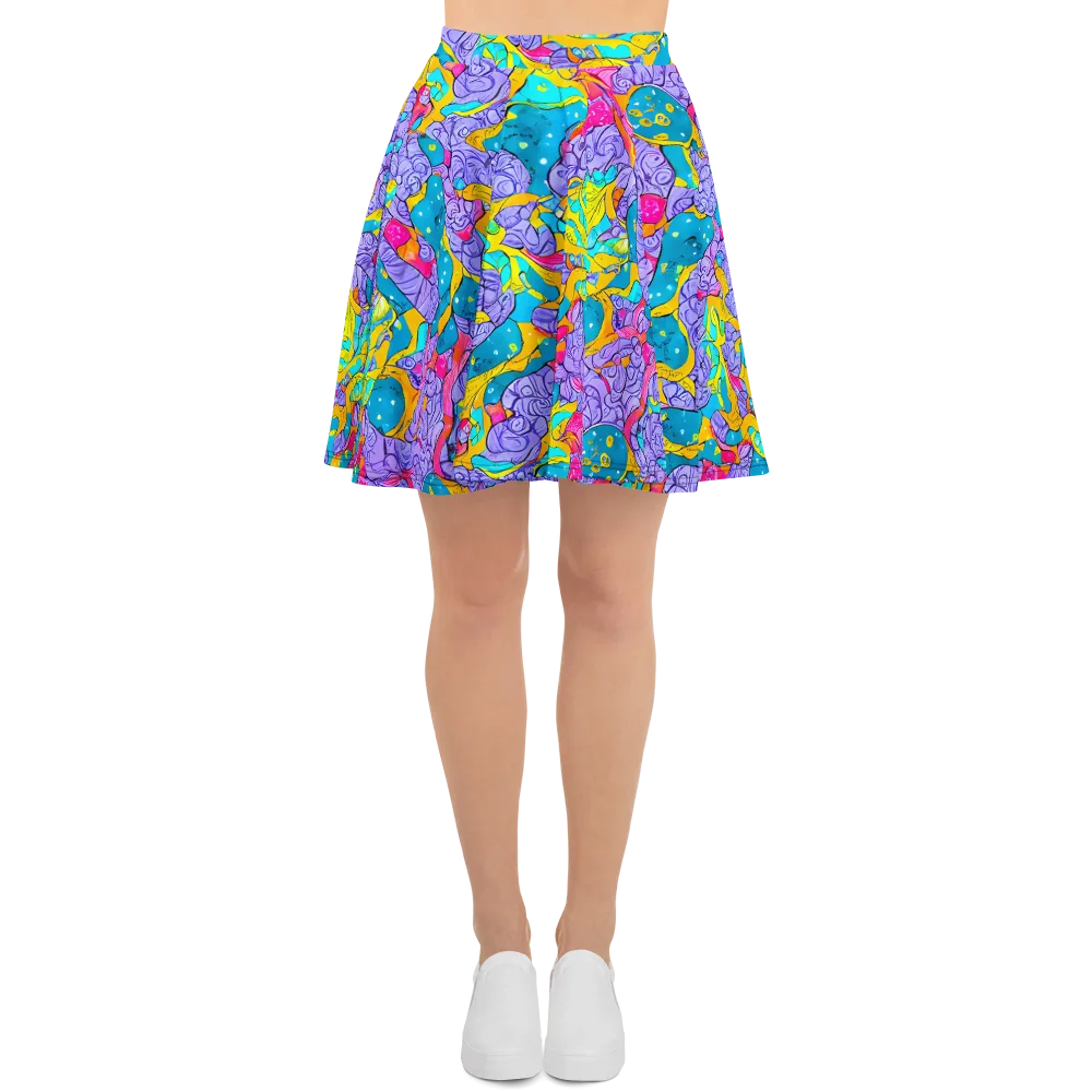 Lavender Lightning on Skater Skirt — Front