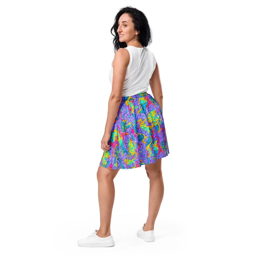 Lavender Lightning on Skater Skirt — Back
