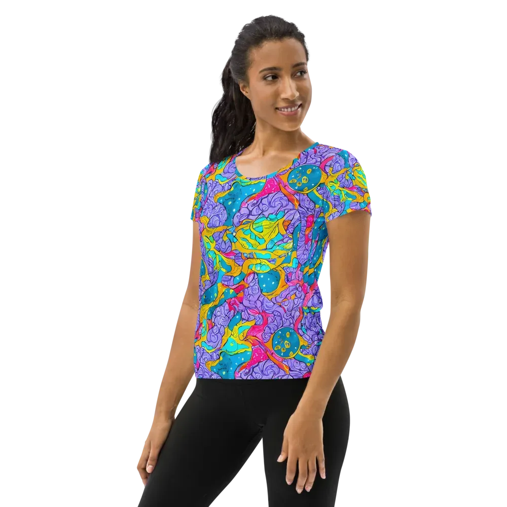 Lavender Lightning on Women's Athletic T-Shirt — Left