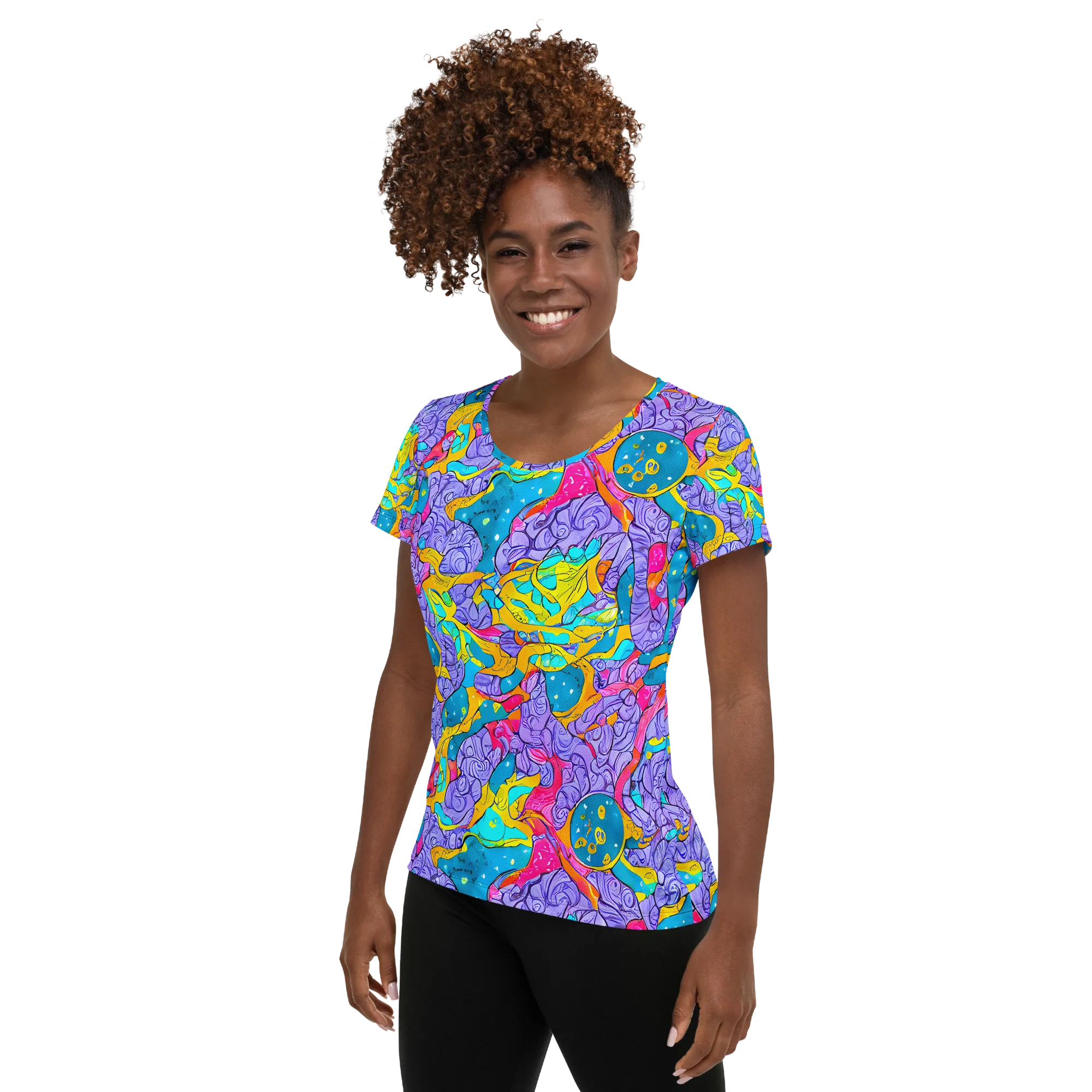 Lavender Lightning on Women's Athletic T-Shirt — Left