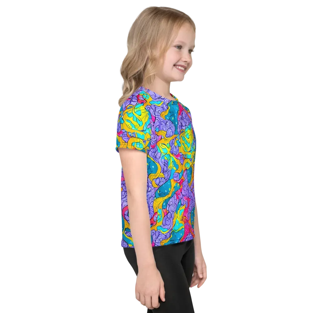 Lavender Lightning on Kids Crew Neck T-Shirt — Right