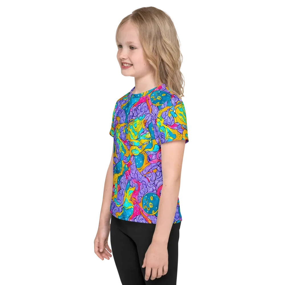 Lavender Lightning on Kids Crew Neck T-Shirt — Left