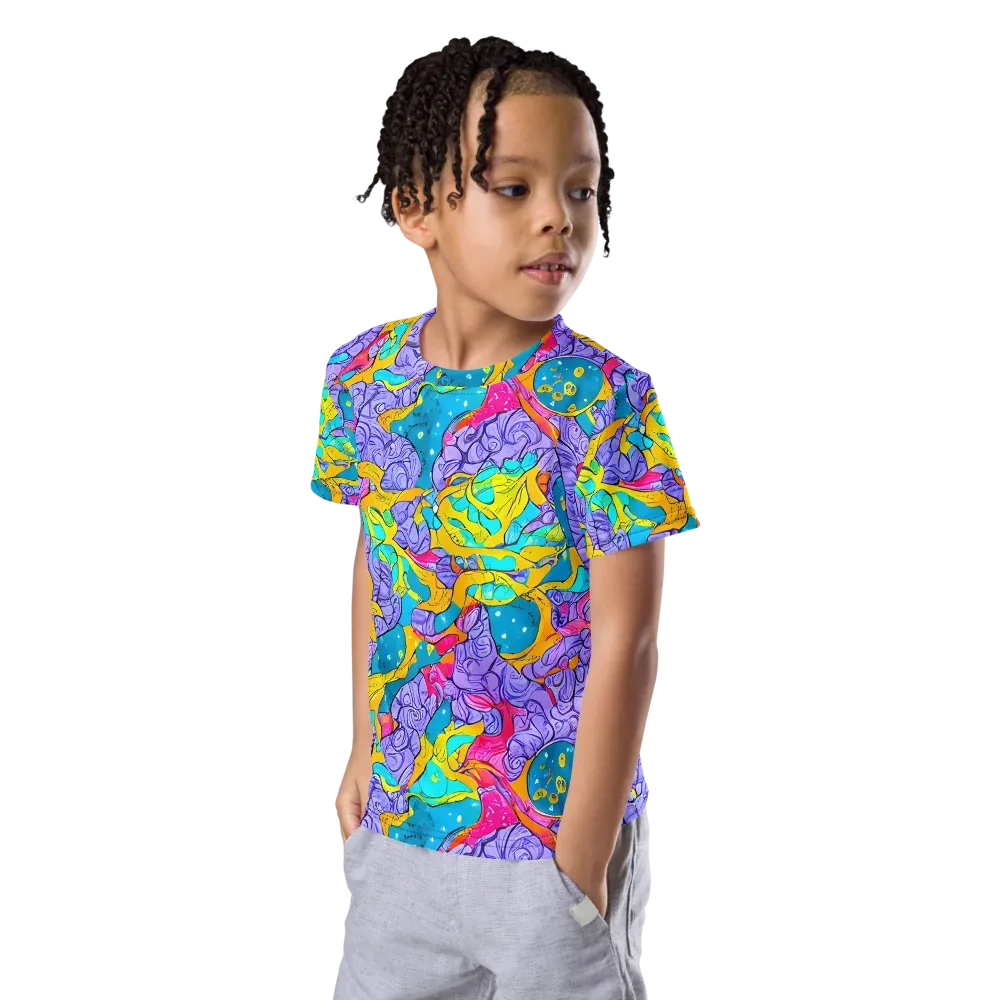 Lavender Lightning on Kids Crew Neck T-Shirt — Left Front
