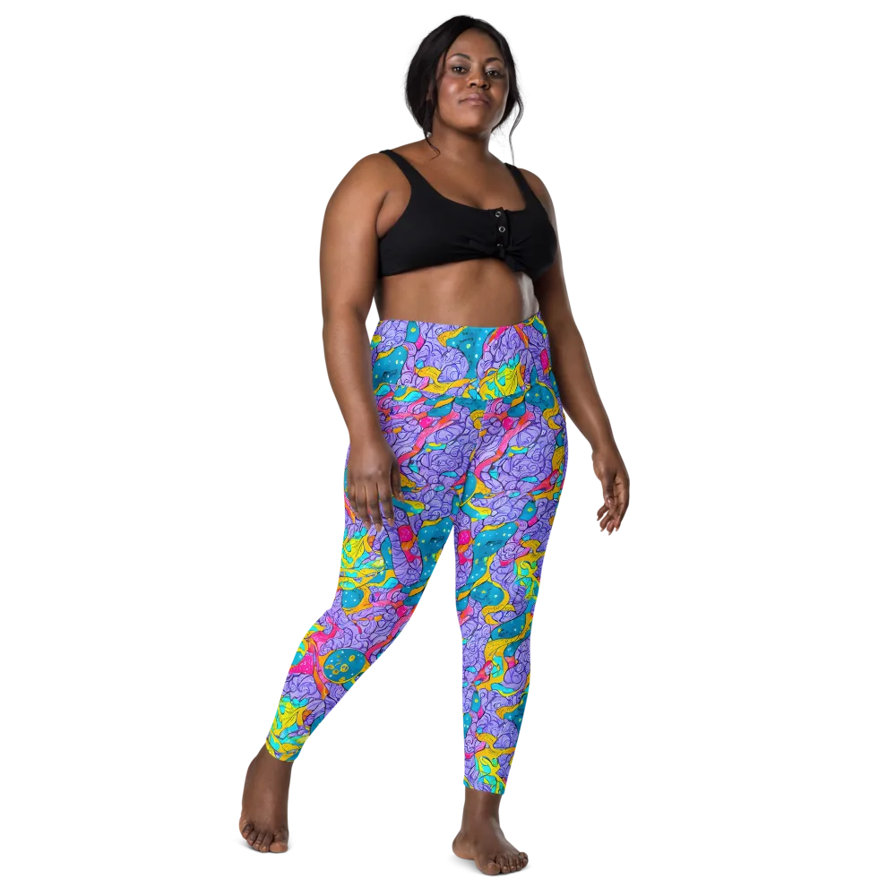 Lavender Lightning on Leggings with Pockets — Front
