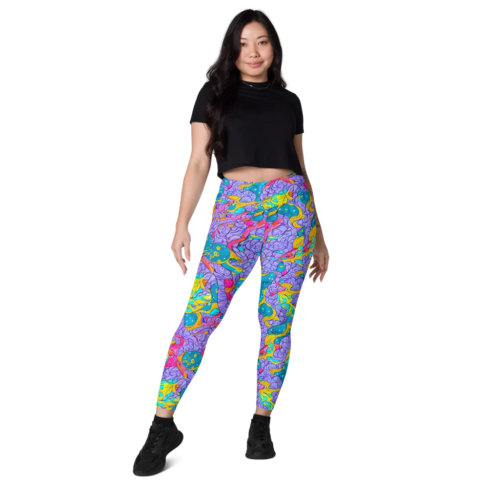 Lavender Lightning on Leggings with Pockets — Front