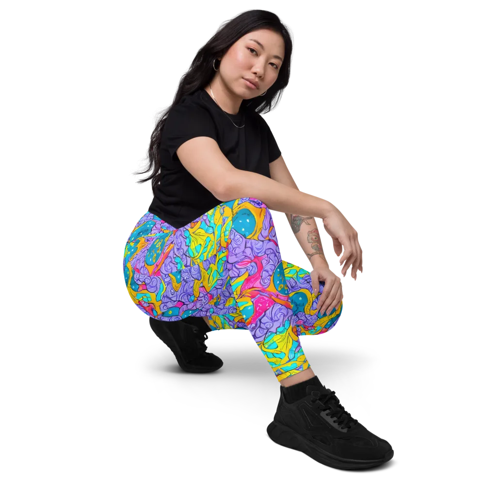 Lavender Lightning on Leggings with Pockets — Right Front
