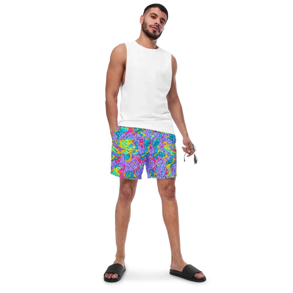 Lavender Lightning on Swim Trunks — Front