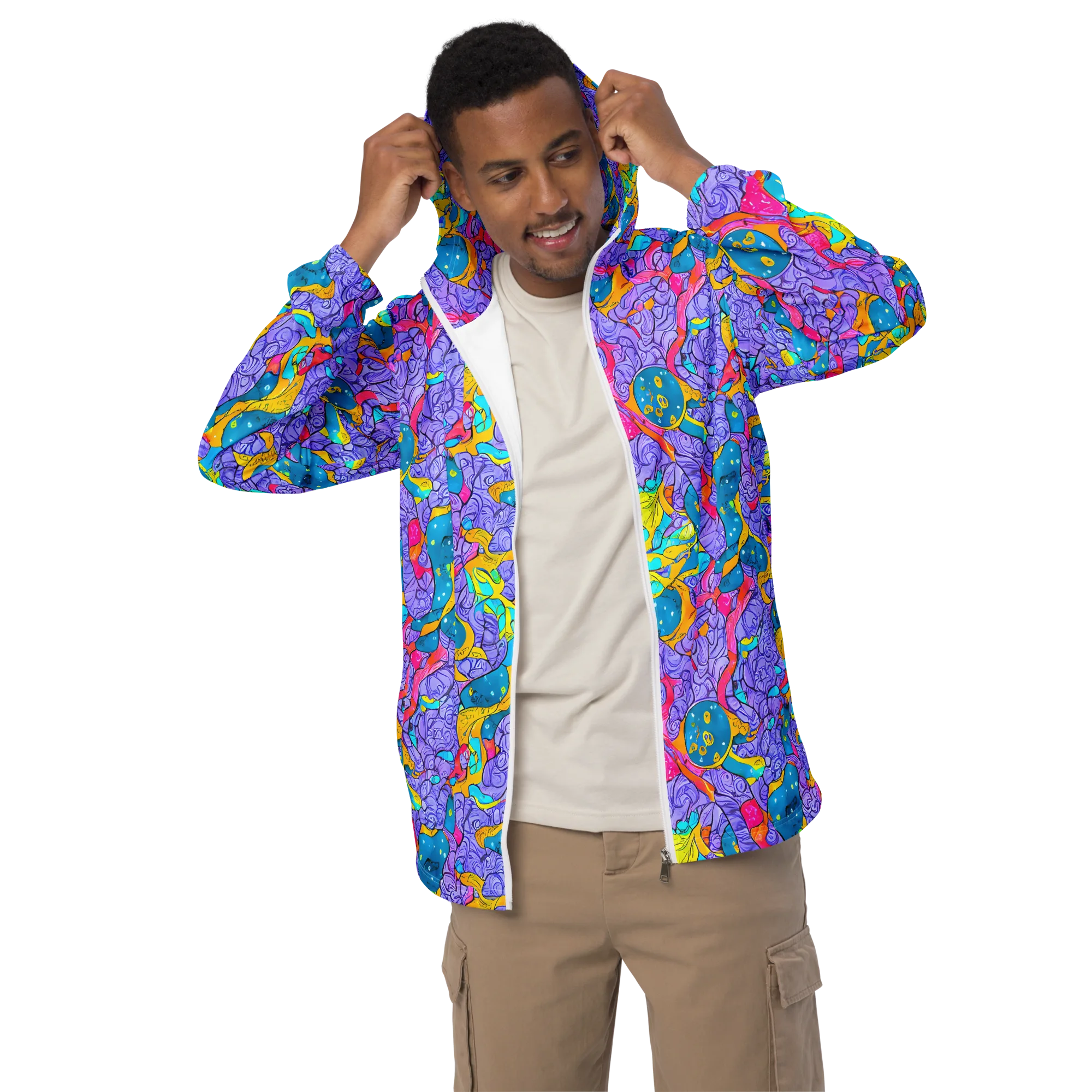 Lavender Lightning on Men's Windbreaker — Front