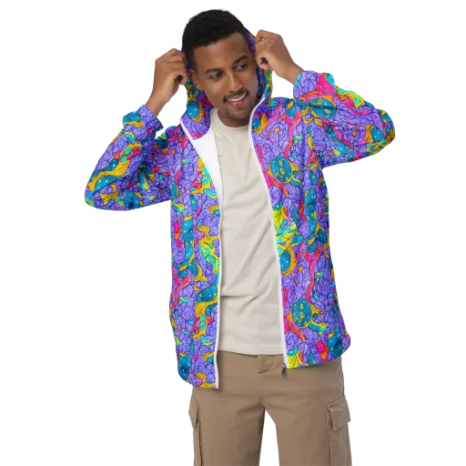 Lavender Lightning on a Men's Windbreaker