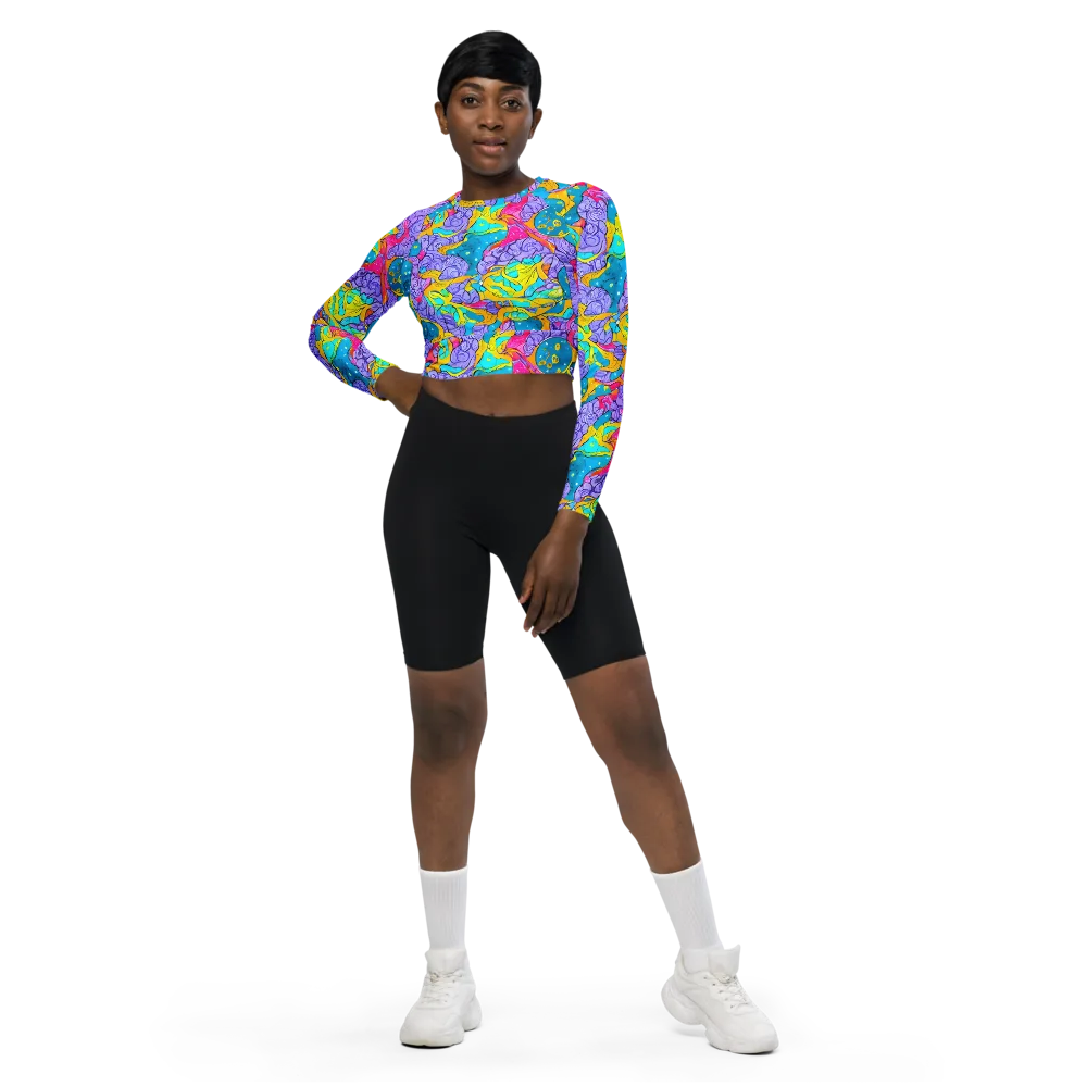 Lavender Lightning on Long Sleeve Crop Top — Front
