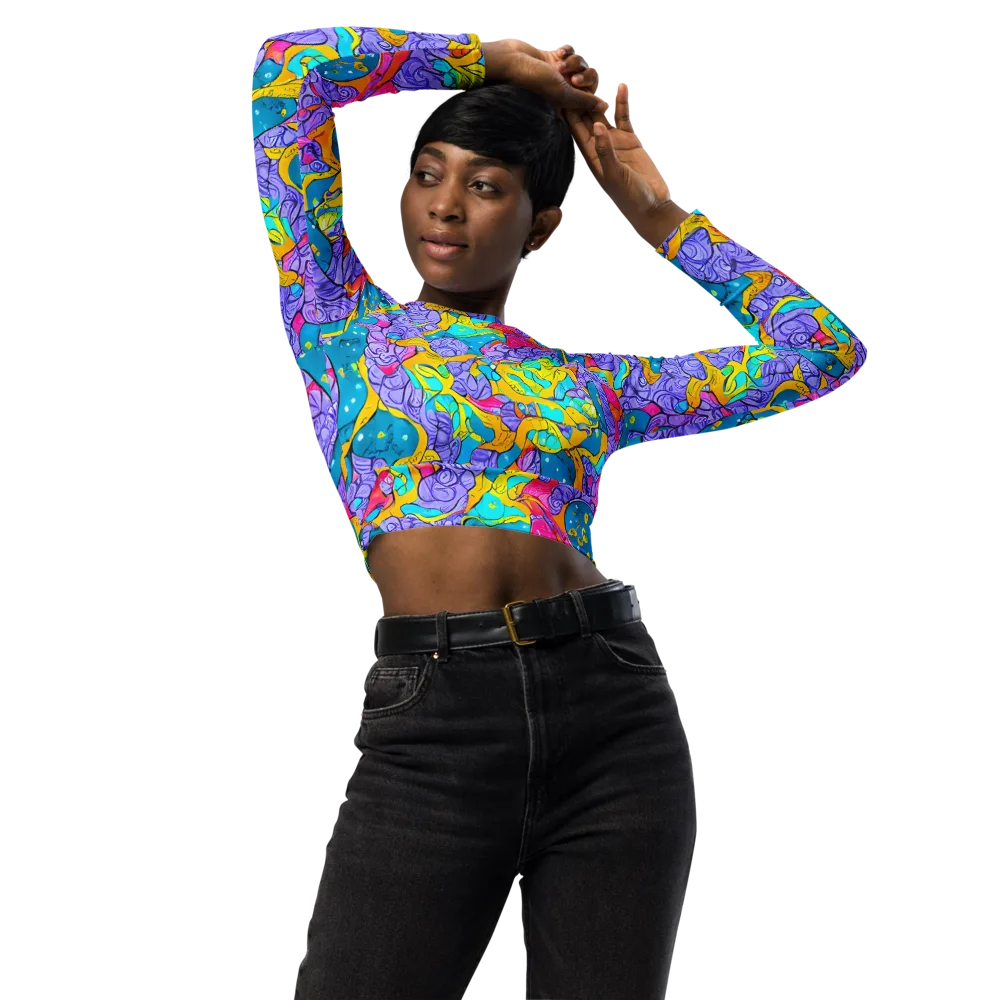 Lavender Lightning on Long Sleeve Crop Top — Front
