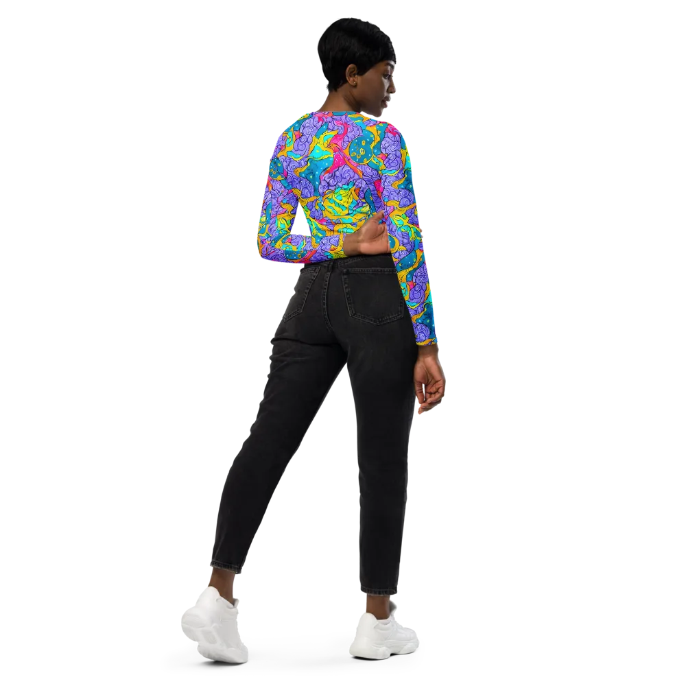 Lavender Lightning on Long Sleeve Crop Top — Right Back