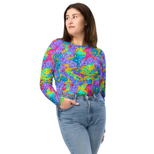 Lavender Lightning on a Long Sleeve Crop Top