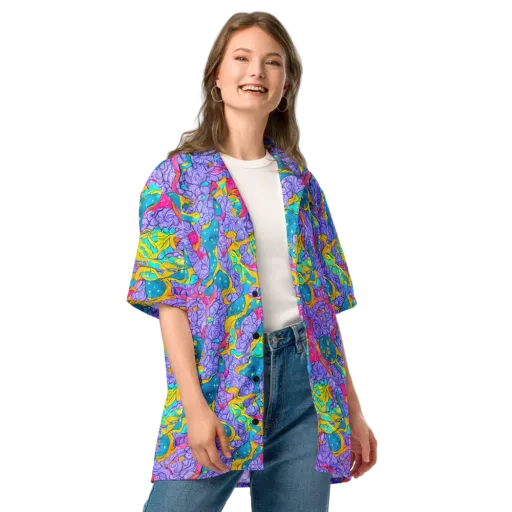 Lavender Lightning on a Button Shirt