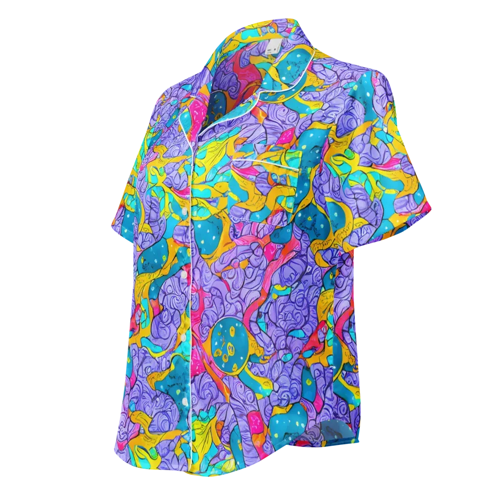 Lavender Lightning on Women's Short Sleeve Pajama Top — Left Front