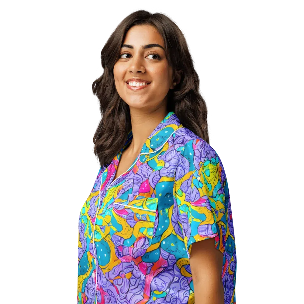 Lavender Lightning on Women's Short Sleeve Pajama Top — Left Front