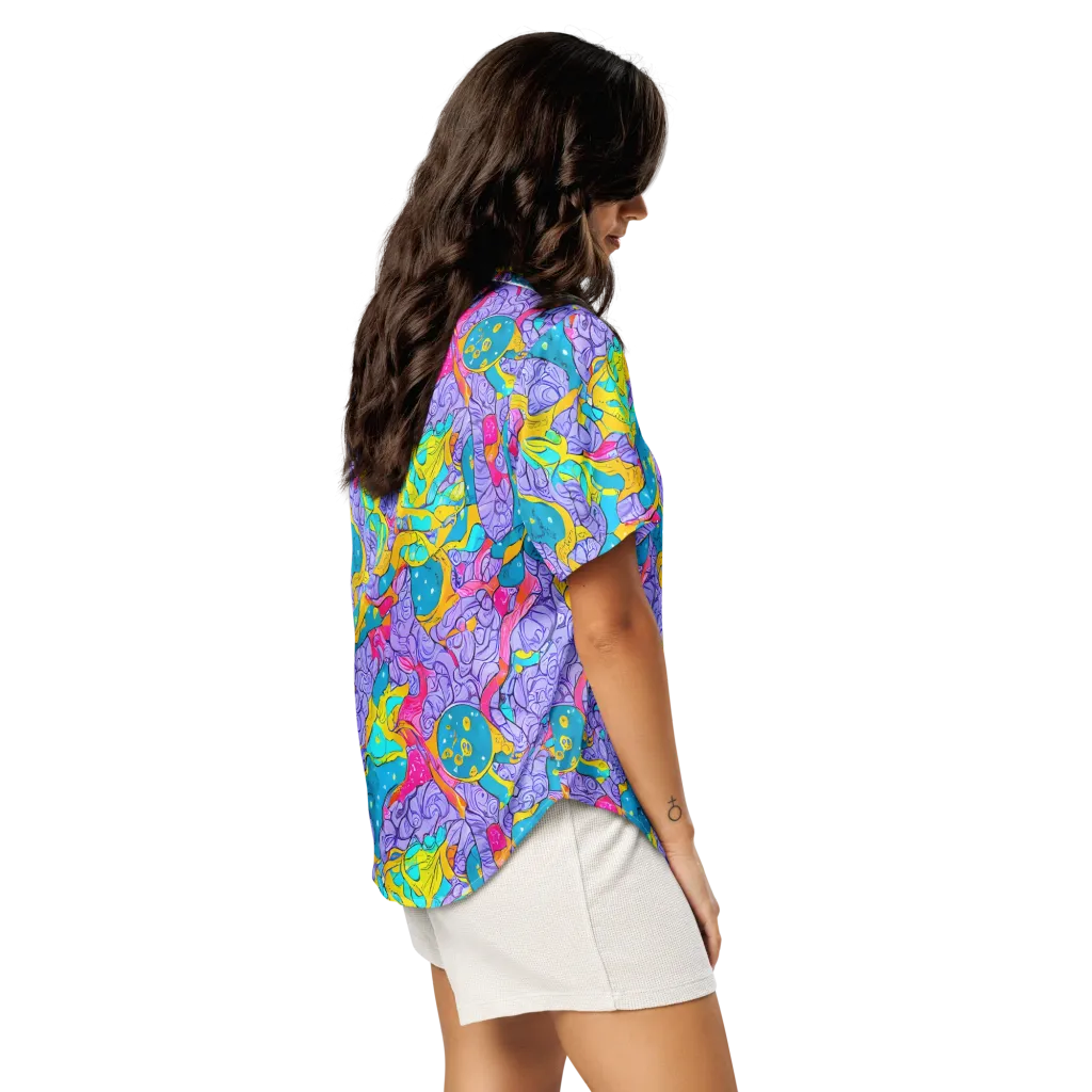 Lavender Lightning on Women's Short Sleeve Pajama Top — Right Back