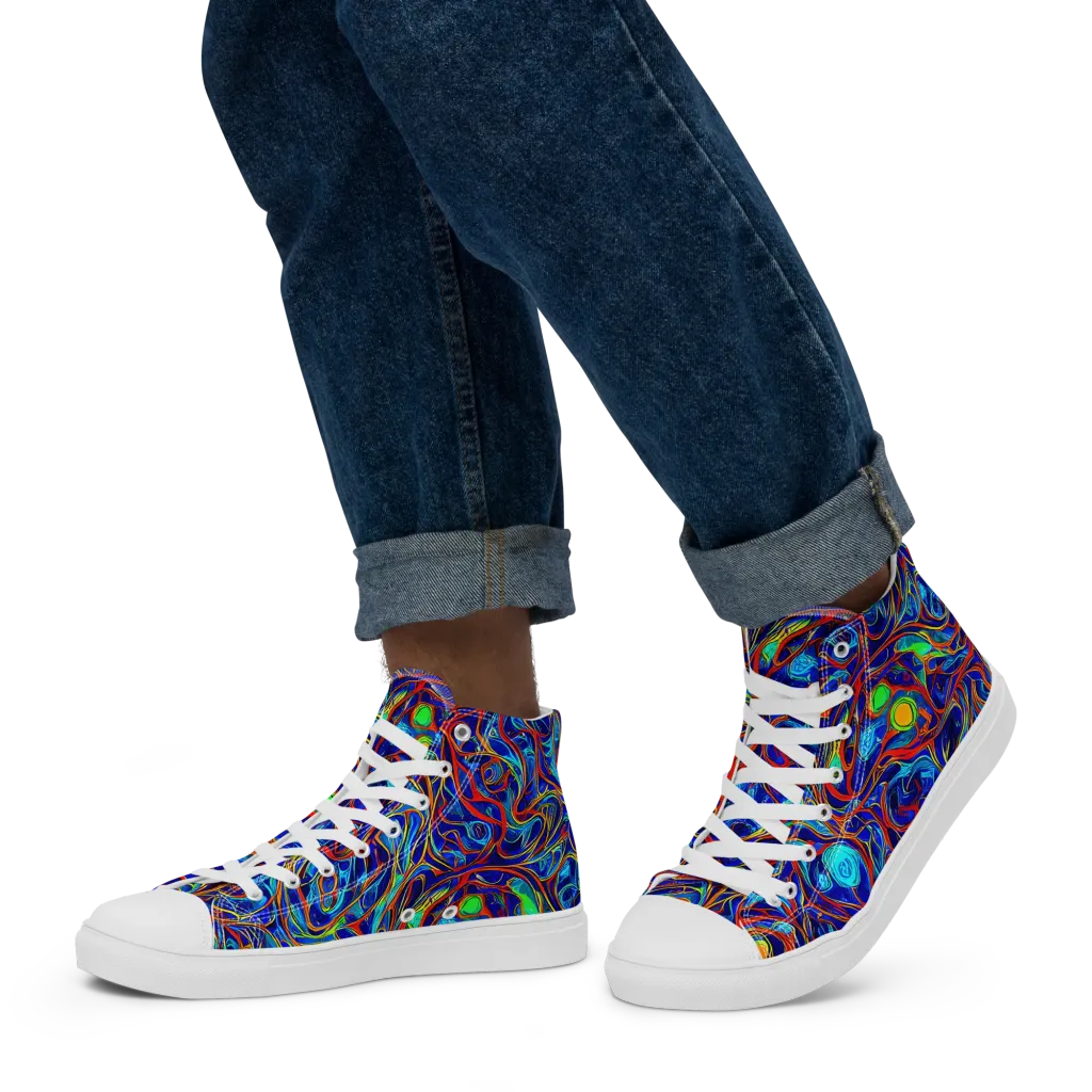 Arcane Swirl on Men's High Top Canvas Shoes — Left