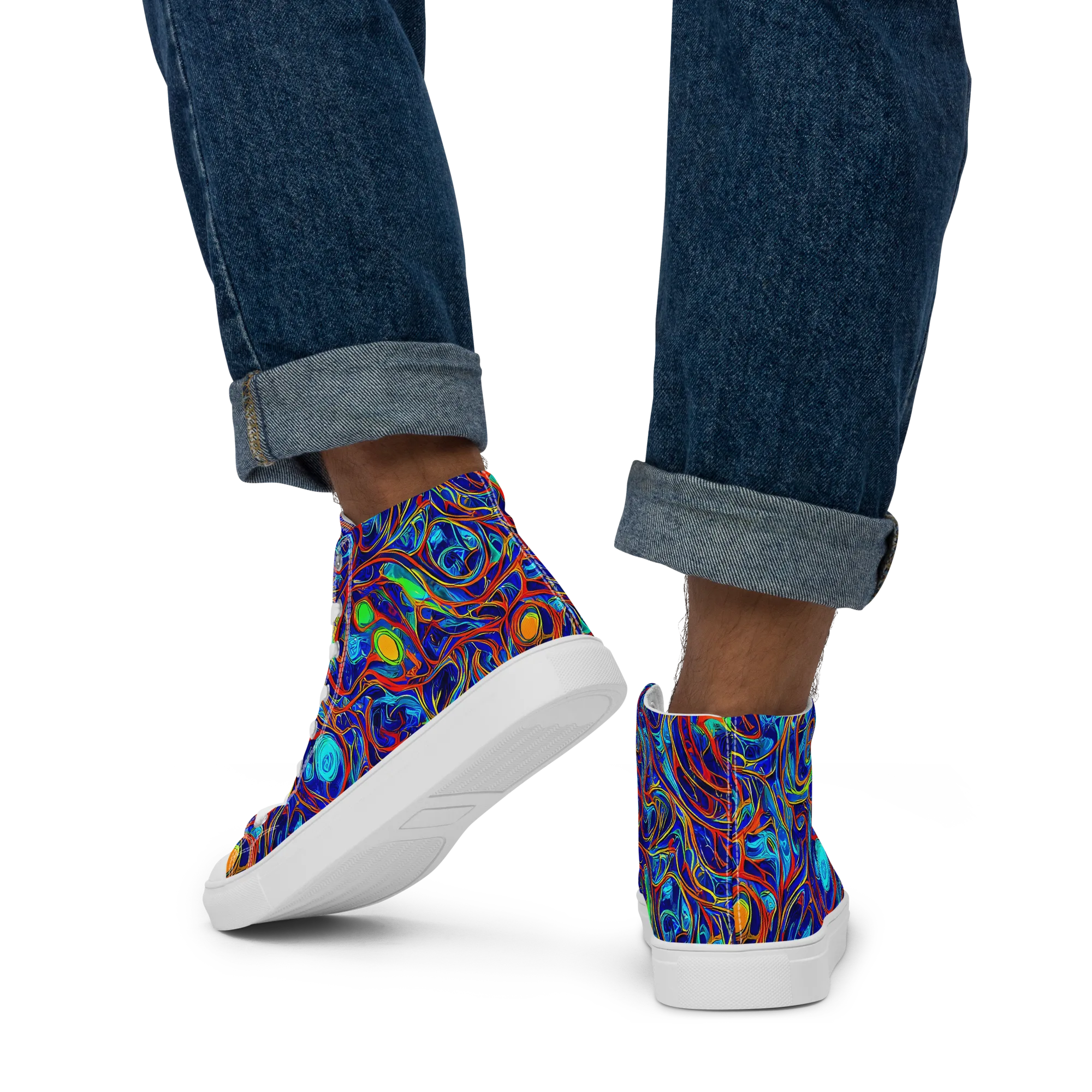 Arcane Swirl on Men's High Top Canvas Shoes — Back