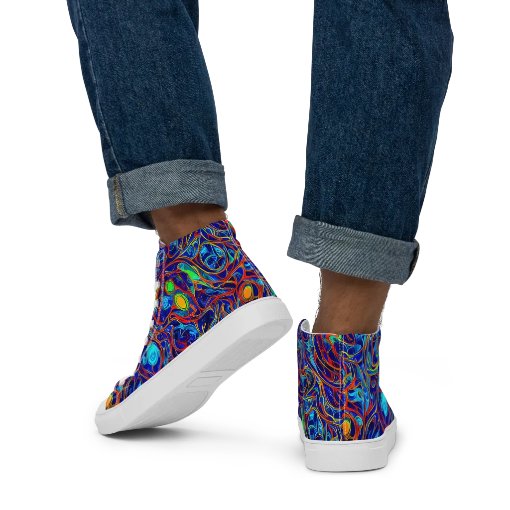 Arcane Swirl on Men's High Top Canvas Shoes — Back