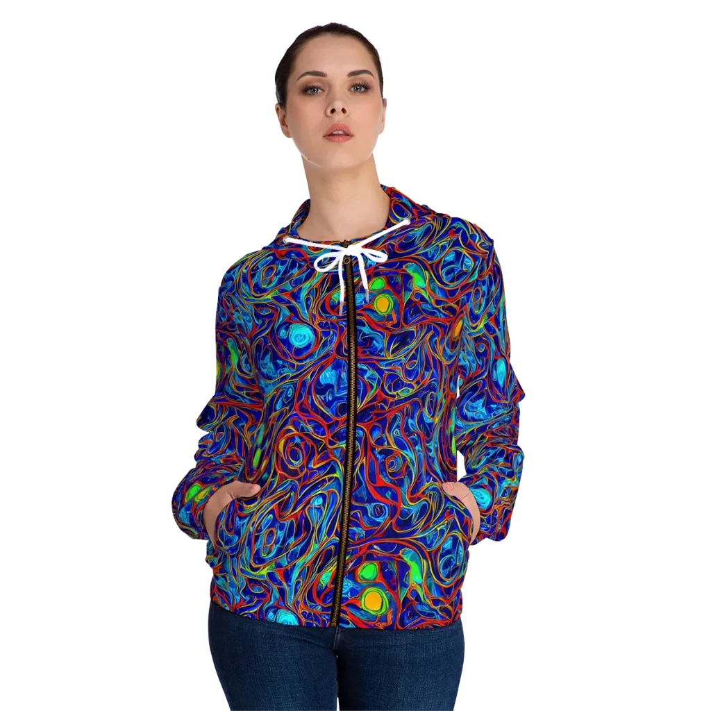 Arcane Swirl on Women's Full-Zip Hoodie — Front On Person