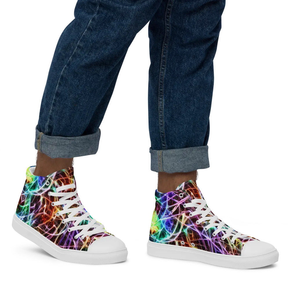 Laser Thicket on Men's High Top Canvas Shoes — Right