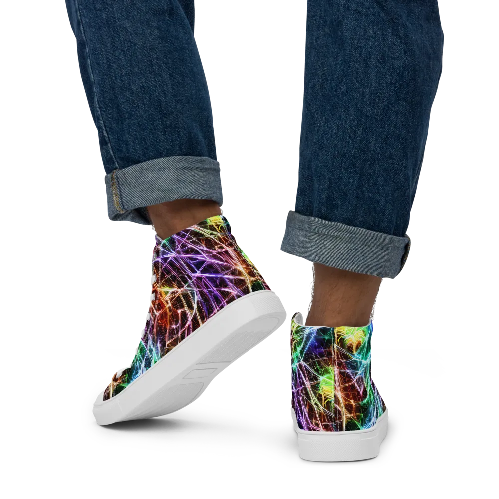 Laser Thicket on Men's High Top Canvas Shoes — Back