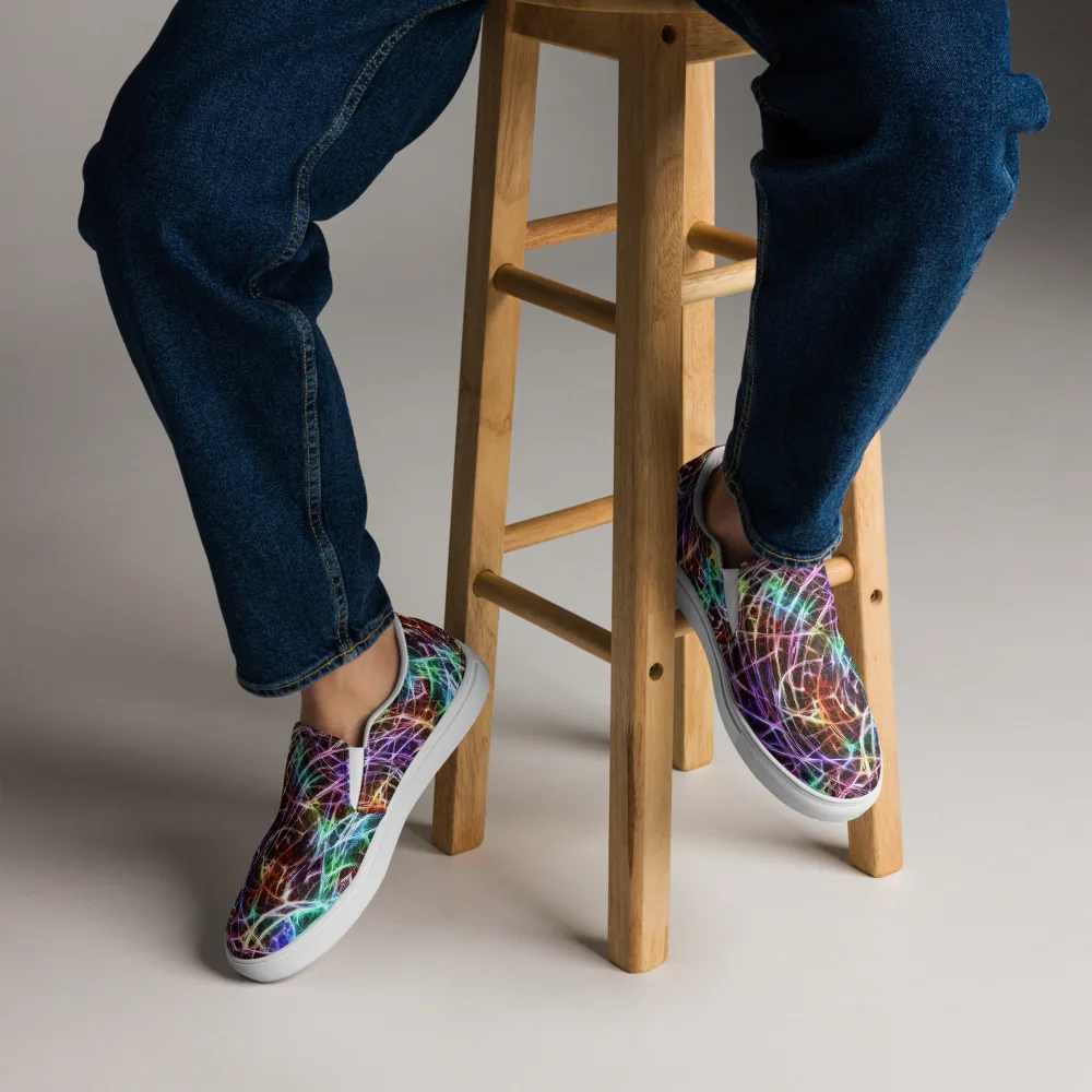 Laser Thicket on Men's Slip-On Canvas Shoes — Front