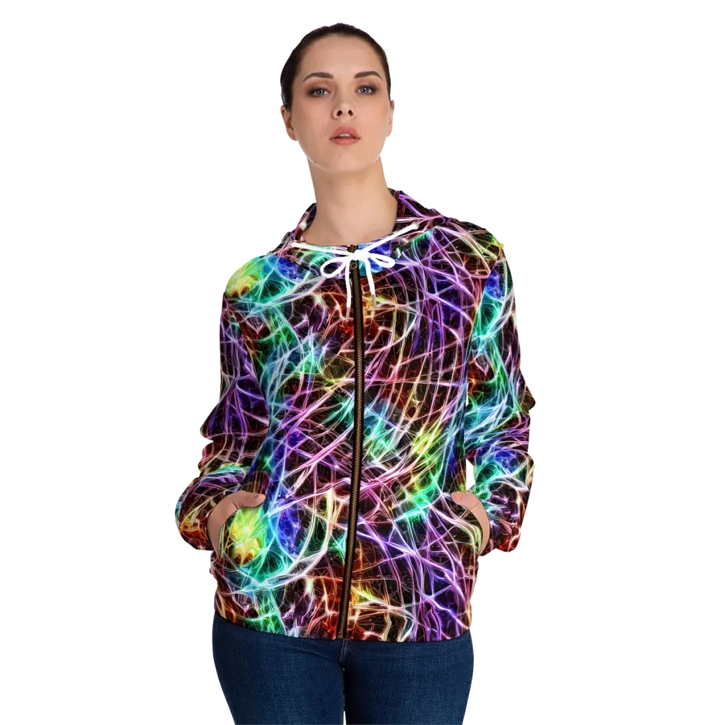 Laser Thicket on Women's Full-Zip Hoodie — Front On Person