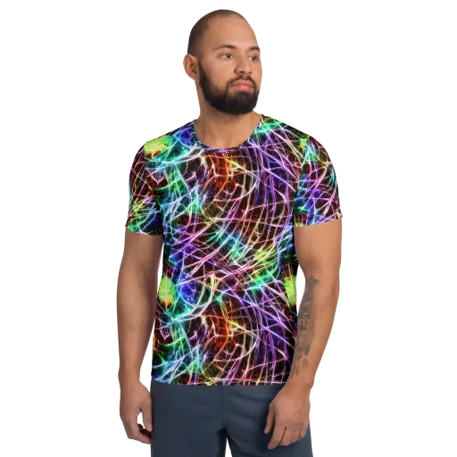 Laser Thicket on a Men's Athletic T-Shirt
