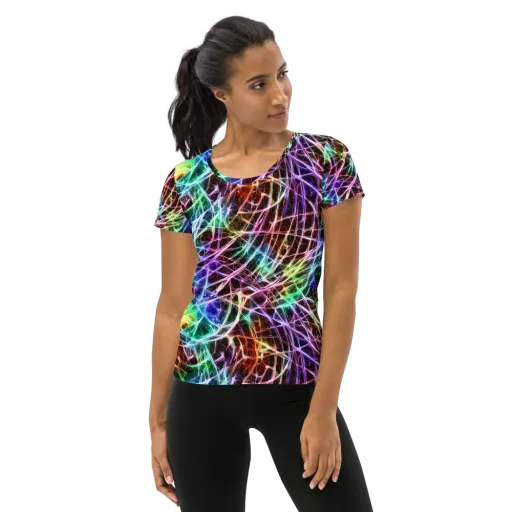 Laser Thicket on a Women's Athletic T-Shirt
