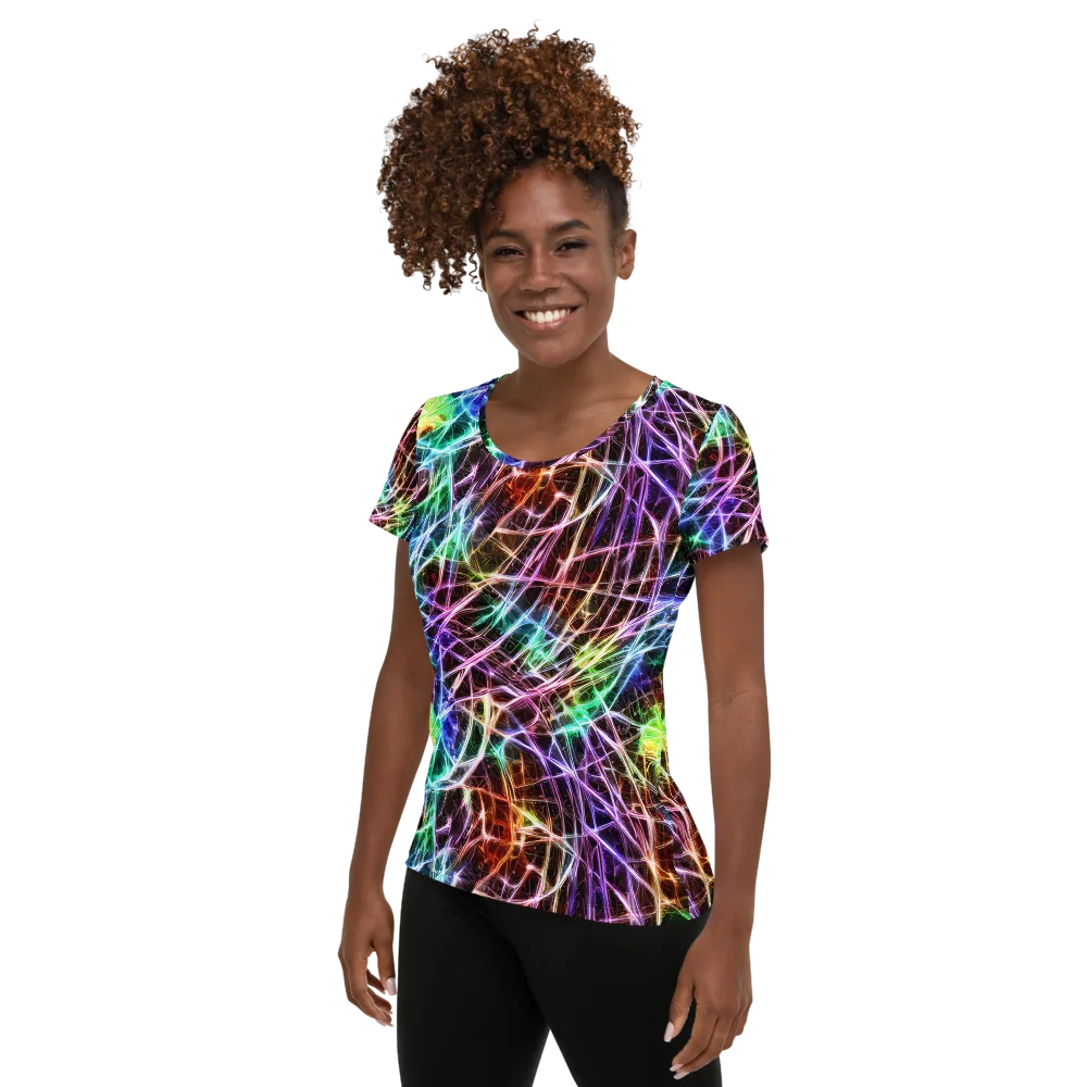 Laser Thicket on Women's Athletic T-Shirt — Left