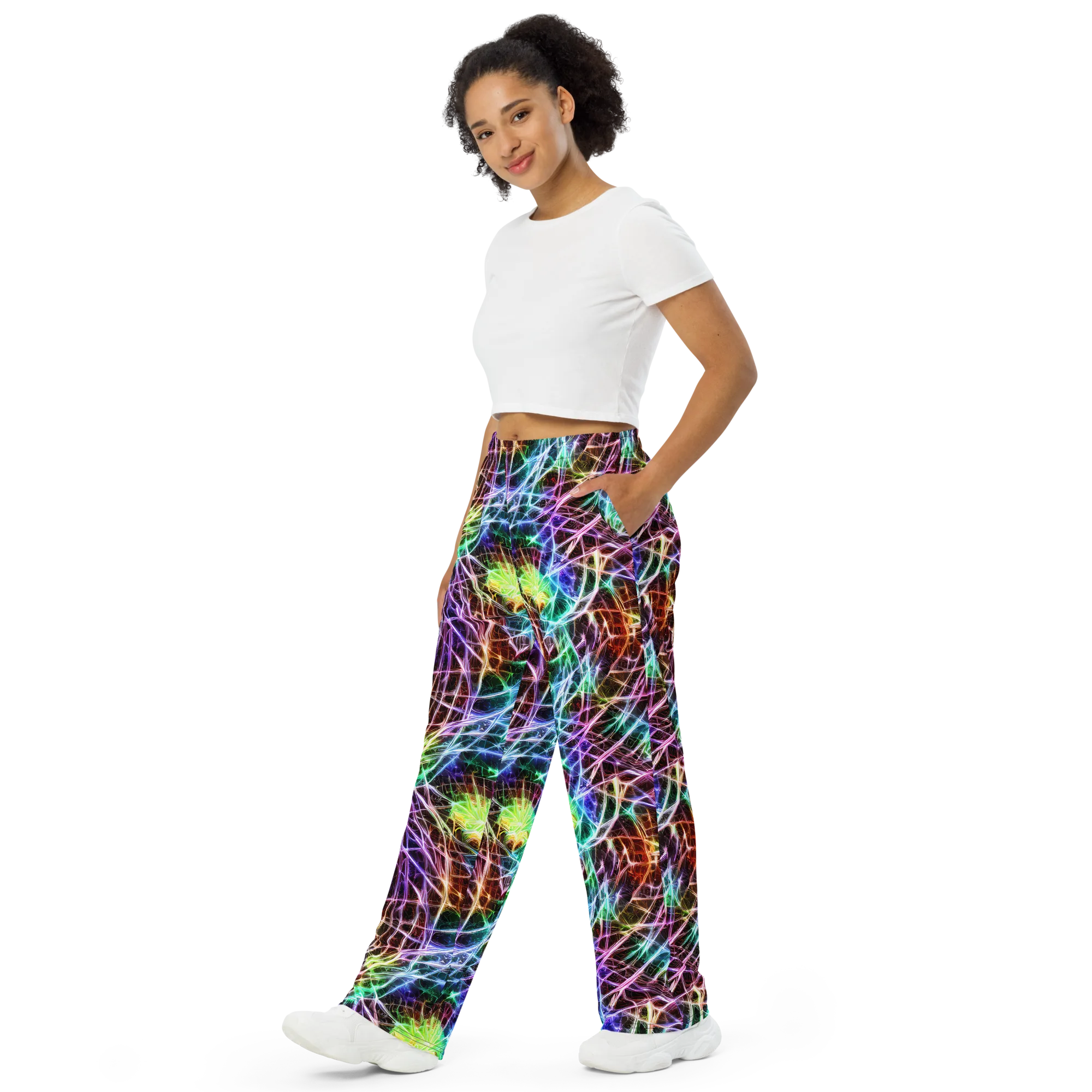 Laser Thicket on Wide-Leg Pants — Left Front