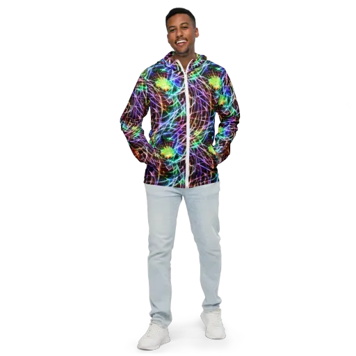 Laser Thicket on a Men's Windbreaker